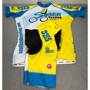 SouthSide Cycling SSCC Yellow & Blue Jersey & Shorts Kit Bicycle Nimblewear Set